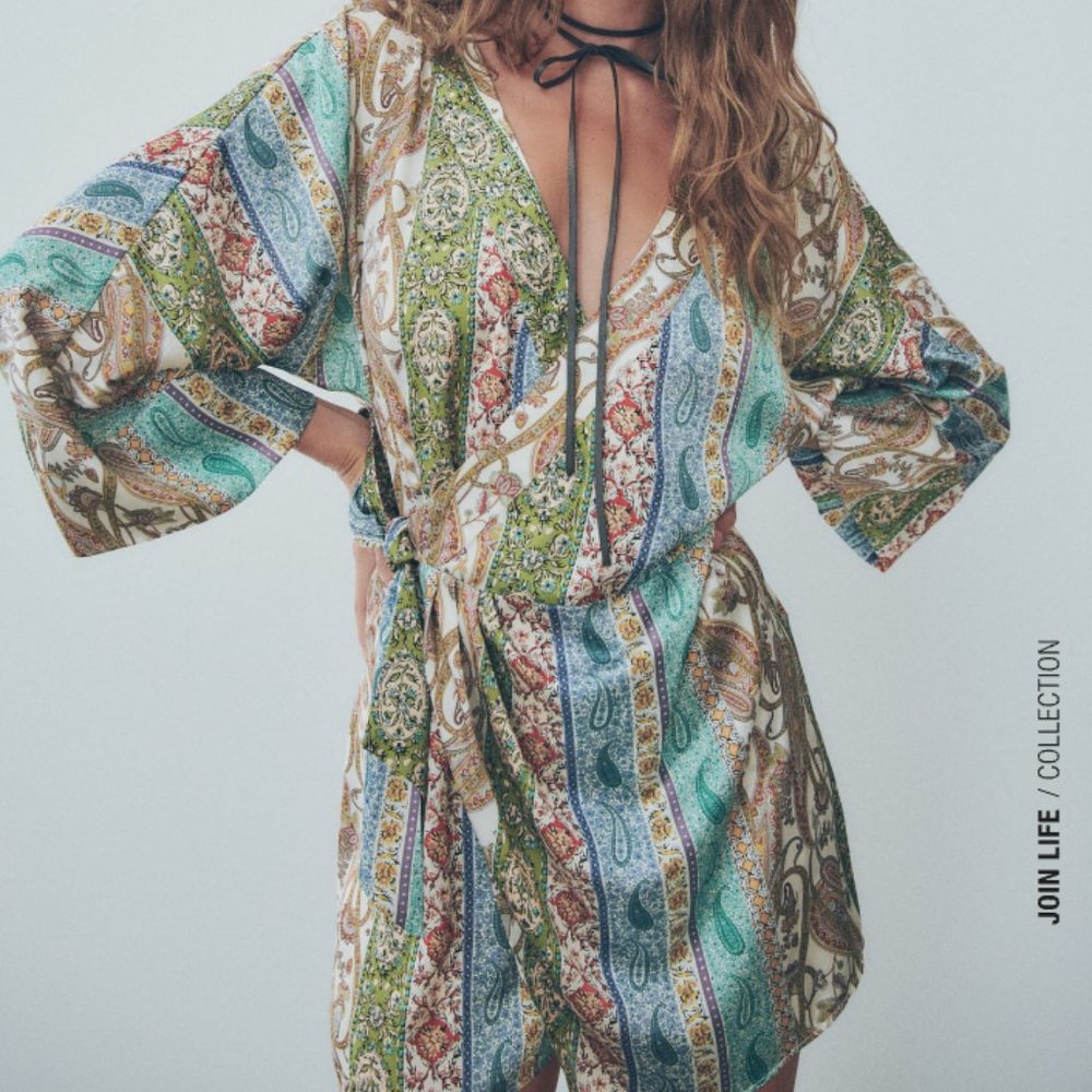 Zara - Patchwork Print Wrap Romper